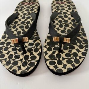 Coach women’s sandals gold and black size 6